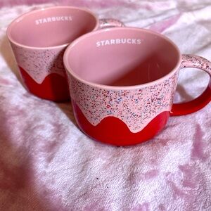Set of 2 Holiday Pink and Red Starbucks Mugs